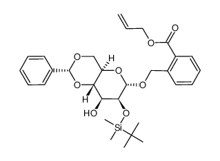 2'-(allyloxycarbonyl)benzyl 4,6-O-benzylidene-2-O-tert-butyldimethylsilyl-α-D-mannopyranoside Structure