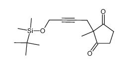 2-[4-(tert-Butyl-dimethyl-silanyloxy)-but-2-ynyl]-2-methyl-cyclopentane-1,3-dione结构式