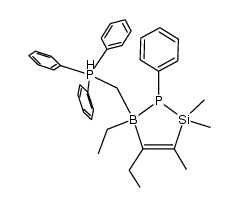 methylenetriphenylphosphorane-(4,5-diethyl-2,5-dihydro-2,2,3-trimethyl-1-phenyl-1,2,5-phosphasilaborole)结构式