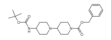 4-tert-butoxycarbonylamino-[1,4']bipiperidinyl-1'-carboxylic acid benzyl ester结构式