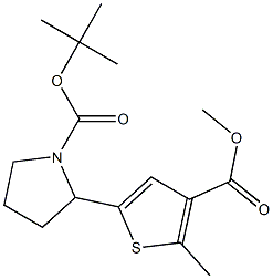 2-(4-Methoxycarbonyl-5-methyl-thiophen-2-yl)-pyrrolidine-1-carboxylic acid tert-butyl ester结构式