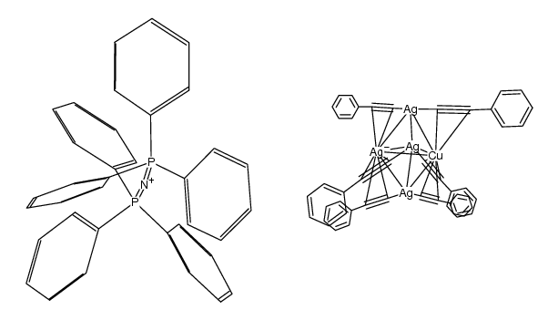 (N(PPh3)2)(CuAg4(C2Ph)6) Structure