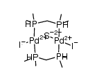 Pd2I2(μ-S)(bis(dimethylphosphino)methane)2 Structure