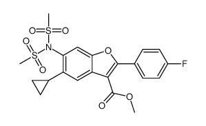 methyl 6-[bis(methylsulfonyl)amino]-5-cyclopropyl-2-(4-fluorophenyl)-1-benzofuran-3-carboxylate结构式