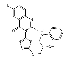 3-[5-(3-anilino-2-hydroxypropyl)sulfanyl-1,3,4-thiadiazol-2-yl]-6-iodo-2-methylquinazolin-4-one Structure