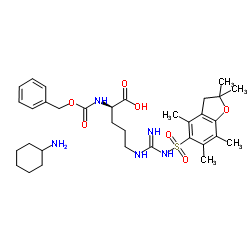 N5-[[[(2,3-二氢-2,2,4,6,7-五甲基-5-苯并呋喃基)磺酰基]氨基]亚氨基甲基]-N2-[苄氧羰基]-D-鸟氨酸环己基铵盐结构式