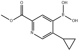 5-(Cyclopropyl)-2-(methoxycarbonyl)pyridine-4-boronic acid结构式