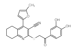 2-[2-(3,4-dihydroxyphenyl)-2-oxoethyl]sulfanyl-4-(5-methylfuran-2-yl)-5,6,7,8-tetrahydroquinoline-3-carbonitrile Structure