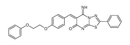 5-imino-6-[[4-(2-phenoxyethoxy)phenyl]methylidene]-2-phenyl-[1,3,4]thiadiazolo[3,2-a]pyrimidin-7-one structure