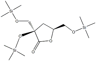 2-O,5-O-Bis(trimethylsilyl)-2-C-[[(trimethylsilyl)oxy]methyl]-3-deoxy-D-threo-pentonic acid lactone结构式