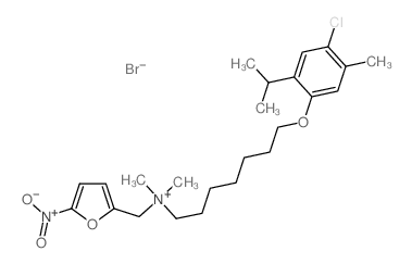 2-Furanmethanaminium,N-[7-[4-chloro-5-methyl-2-(1-methylethyl)phenoxy]heptyl]-N,N-dimethyl-5-nitro-,bromide (1:1) Structure
