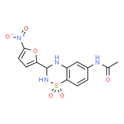 N-[3,4-dihydro-3-(5-nitrofuryl)-2H-1,2,4-benzothiadiazin-6-yl]acetamide S,S-dioxide structure