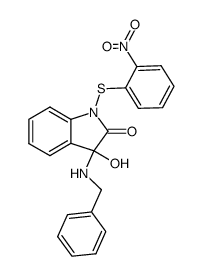 3-benzylamino-3-hydroxy-1-(2-nitro-phenylsulfanyl)-1,3-dihydro-indol-2-one结构式