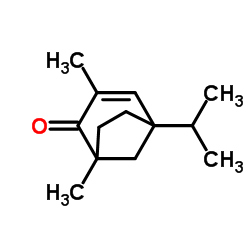 Bicyclo[3.2.1]oct-3-en-2-one, 1,3-dimethyl-5-(1-methylethyl)- (9CI) Structure