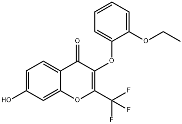 3-(2-ethoxyphenoxy)-7-hydroxy-2-(trifluoromethyl)chromen-4-one structure