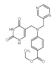 ethyl 4-[(2,4-dioxo-1H-pyrimidin-5-yl)methyl-(pyrazin-2-ylmethyl)amino]benzoate结构式