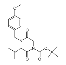 (3S)-N-1-(tert-butoxycarbonyl)-N-4-(4-methoxybenzyl)-3-isopropyl-piperazine-2,5-dione结构式