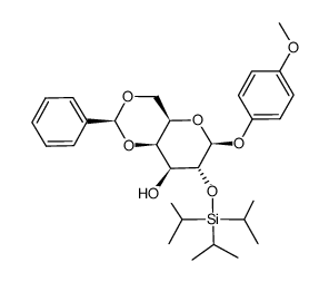 p-methoxyphenyl 4,6-O-benzylidene-2-O-tris(isopropyl)silyl-β-D-galactopyranoside结构式