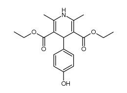 diethyl 4-(4-hydroxyphenyl)-2,6-dimethyl-1,4-dihydropyridine-3,5-dicarboxylate structure