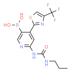 6-(3-propylureido)-4-(4-(trifluoromethyl)thiazol-2-yl)pyridin-3-ylboronic acid Structure