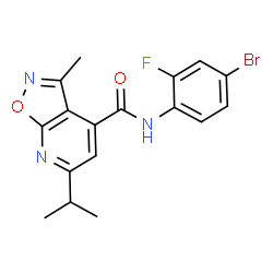 N-(4-bromo-2-fluorophenyl)-3-methyl-6-(propan-2-yl)[1,2]oxazolo[5,4-b]pyridine-4-carboxamide结构式