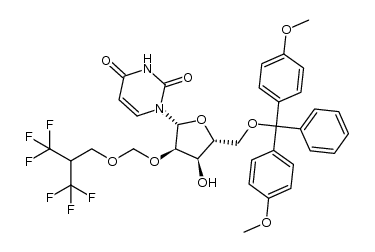 2'-O-(2-Trifluoromethyl-3,3,3-trifluoropropanoxymethyl)-5'-O-(4,4'-dimethoxytrityl)uridine Structure