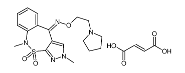 2H-Pyrazolo(3,4-c)(2,1)benzothiazepin-4(9H)-one, 2,9-dimethyl-, O-(2-( 1-pyrrolidinyl)ethyl)oxime, 10,10-dioxide, (Z)-2-butenedioate (1:1)结构式