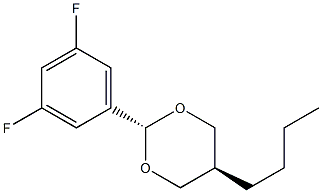 反式-5-丁基-2-(3,5-二氟苯基)-1,3-二恶烷结构式