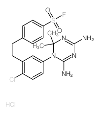 Benzenesulfonylfluoride,4-[2-[2-chloro-5-(4,6-diamino-2,2-dimethyl-1,3,5-triazin-1(2H)-yl)phenyl]ethyl]-,hydrochloride (1:1) Structure