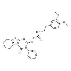 N-(3,4-dimethoxyphenethyl)-2-((4-oxo-3-phenyl-3,4,5,6,7,8-hexahydrobenzo[4,5]thieno[2,3-d]pyrimidin-2-yl)thio)acetamide结构式