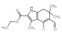 4-氯-5-甲酰基-3,6,6-三甲基-6,7-二氢-1H-吲哚-2-羧酸乙酯结构式