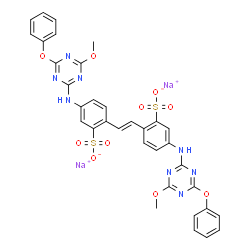 disodium 4,4'-bis[(4-methoxy-6-phenoxy-1,3,5-triazin-2-yl)amino]stilbene-2,2'-disulphonate structure