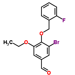 3-Bromo-5-ethoxy-4-[(2-fluorobenzyl)oxy]benzaldehyde结构式