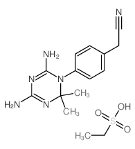 2-[4-(4,6-diamino-2,2-dimethyl-1,3,5-triazin-1-yl)phenyl]acetonitrile; ethanesulfonic acid结构式