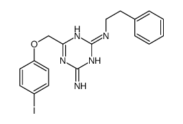 6-[(4-iodophenoxy)methyl]-2-N-(2-phenylethyl)-1,3,5-triazine-2,4-diamine结构式