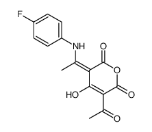5-Acetyl-3-[1-(4-fluoro-phenylamino)-eth-(Z)-ylidene]-4-hydroxy-3H-pyran-2,6-dione结构式