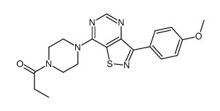Piperazine, 1-[3-(4-methoxyphenyl)isothiazolo[4,5-d]pyrimidin-7-yl]-4-(1-oxopropyl)- (9CI)结构式