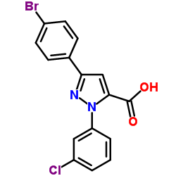 3-(4-Bromophenyl)-1-(3-chlorophenyl)-1H-pyrazole-5-carboxylic acid structure