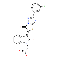 [3-(2-(3-chlorophenyl)-6-oxo[1,3]thiazolo[3,2-b][1,2,4]triazol-5(6H)-ylidene)-2-oxo-2,3-dihydro-1H-indol-1-yl]acetic acid结构式