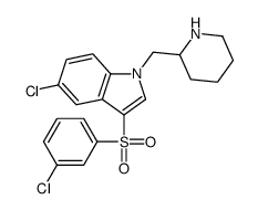 5-chloro-3-(3-chlorophenyl)sulfonyl-1-(piperidin-2-ylmethyl)indole结构式