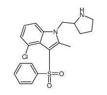 3-(benzenesulfonyl)-4-chloro-2-methyl-1-(pyrrolidin-2-ylmethyl)indole结构式