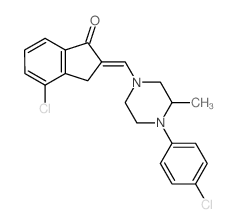 2,3-Dihydro-4-chloro-2-((4-(4-chlorophenyl)-3-methyl-1-piperazinyl)methylene)-1H-inden-1-one结构式