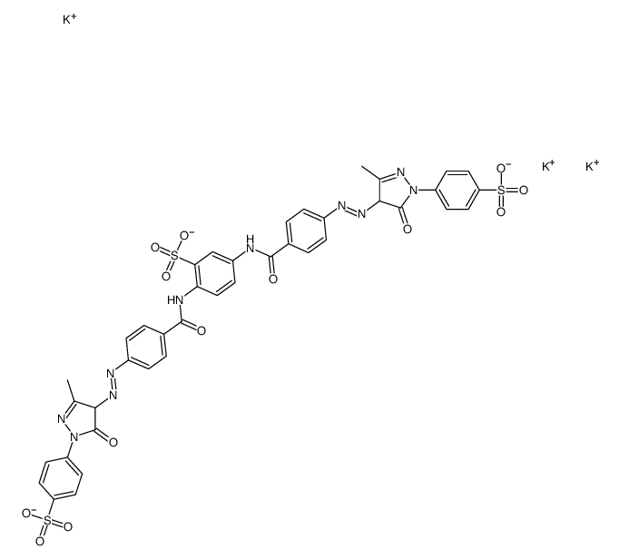 tripotassium 2,5-bis[4-[[4,5-dihydro-3-methyl-5-oxo-1-(4-sulphonatophenyl)-1H-pyrazol-4-yl]azo]benzamido]benzenesulphonate structure