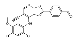 4-[(2,4-dichloro-5-methoxyphenyl)amino]-2-(4-formylphenyl)thieno[3,2-b]pyridine-5-carbonitrile结构式