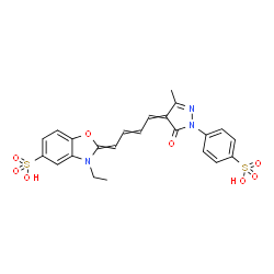 2-[4-[1,5-dihydro-3-methyl-5-oxo-1-(4-sulphophenyl)-4H-pyrazol-4-ylidene]but-2-enylidene]-3-ethyl-2,3-dihydrobenzoxazole-5-sulphonic acid结构式