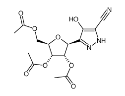 3(5)-cyano-4-hydroxy-5(3)-(2,3,5-tri-O-acetyl-β-D-ribofuranosyl)pyrazole结构式