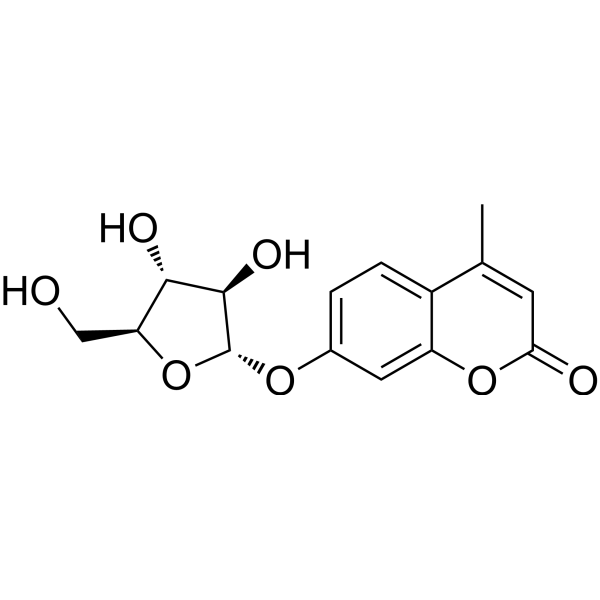 4-甲基伞形酮-a-L-呋喃阿拉伯糖苷结构式