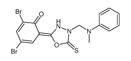(6E)-2,4-dibromo-6-[4-[(N-methylanilino)methyl]-5-sulfanylidene-1,3,4-oxadiazolidin-2-ylidene]cyclohexa-2,4-dien-1-one Structure