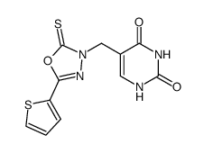 5-((5-(thiophen-2-yl)-2-thioxo-1,3,4-oxadiazol-3(2H)-yl)methyl)pyrimidine-2,4(1H,3H)-dione Structure