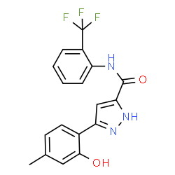 3-(2-Hydroxy-4-methylphenyl)-N-[2-(trifluoromethyl)phenyl]-1H-pyrazole-5-carboxamide structure